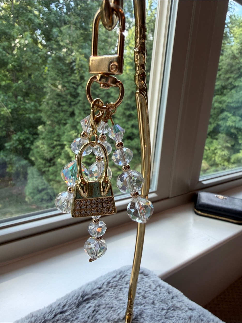 Gold Crystal Purse Charm Keychain